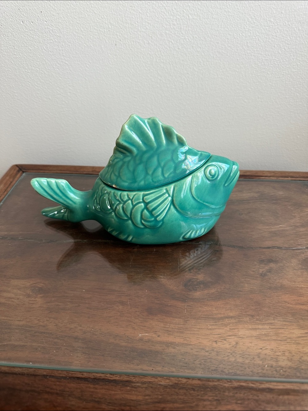 Vintage Mid-Century Chicken of the Sea Tuna Casserole Dish w/Lid - Turquoise